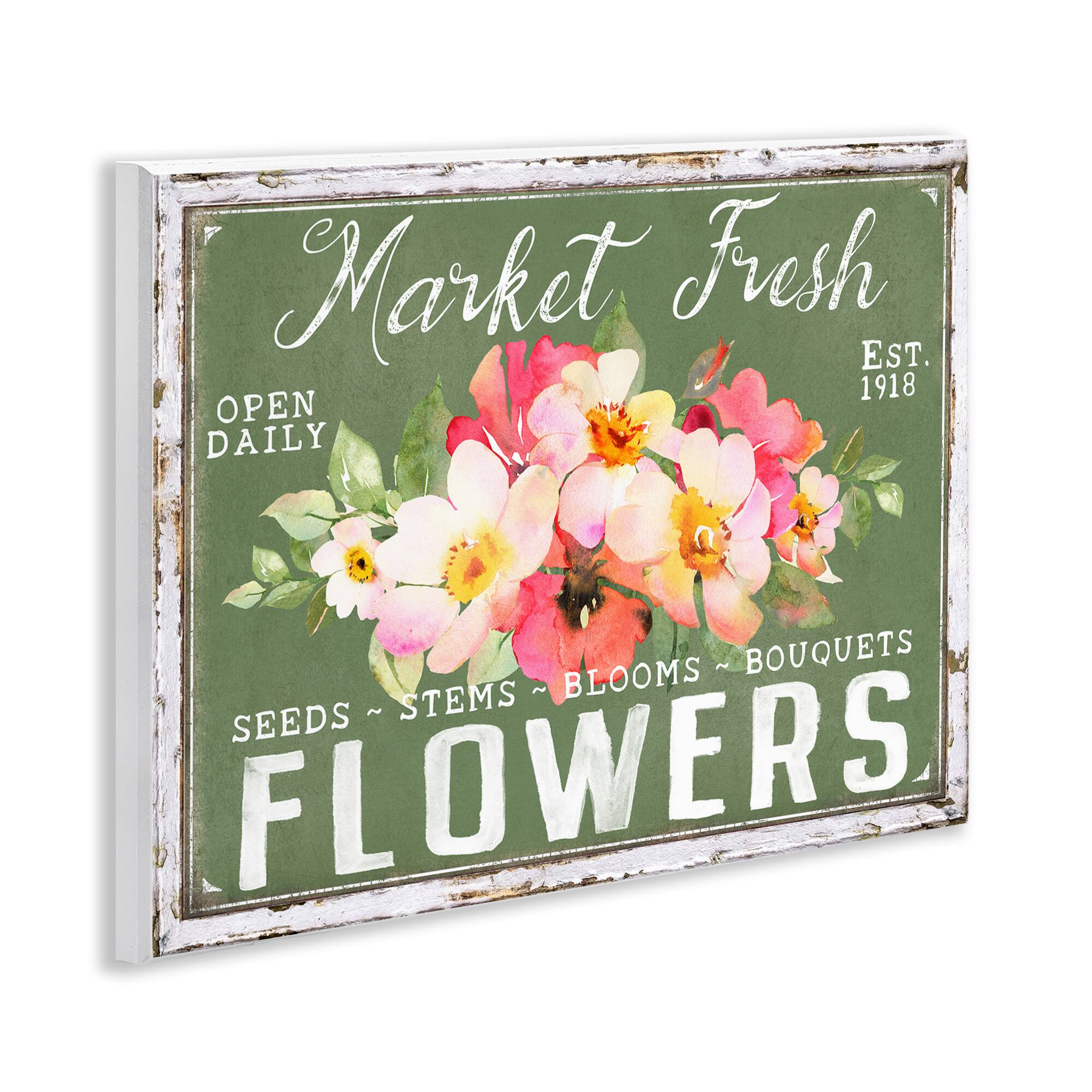Stupell Industries 11" x 14" Antique Market Fresh Flowers Wall Plaque